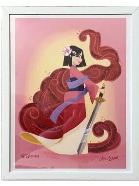 Disney WonderGround Mulan Framed Art Print Ann Shen Sword Wall Decor 15x12